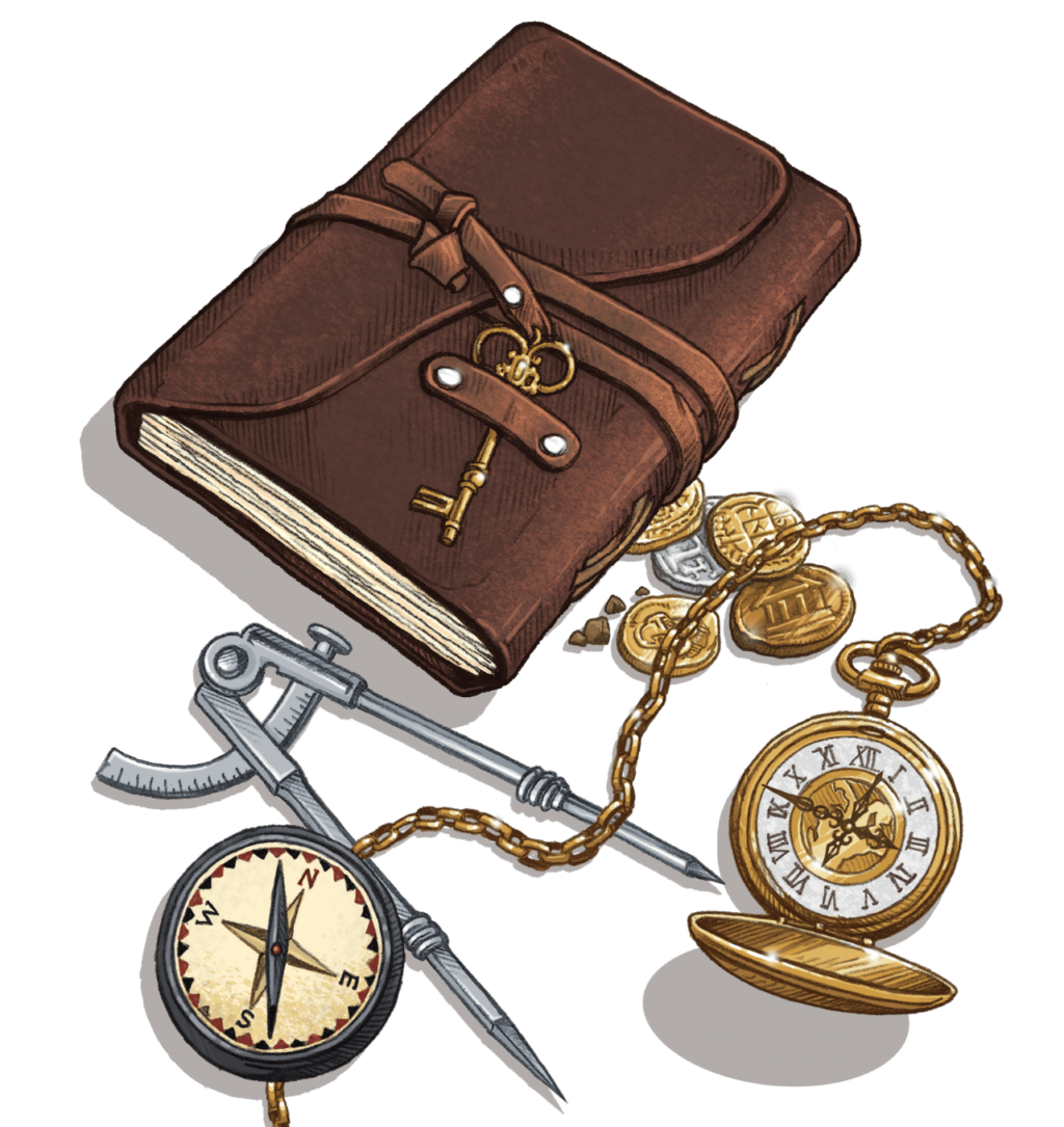 Journal, compass, stop watch from Allister Banks
